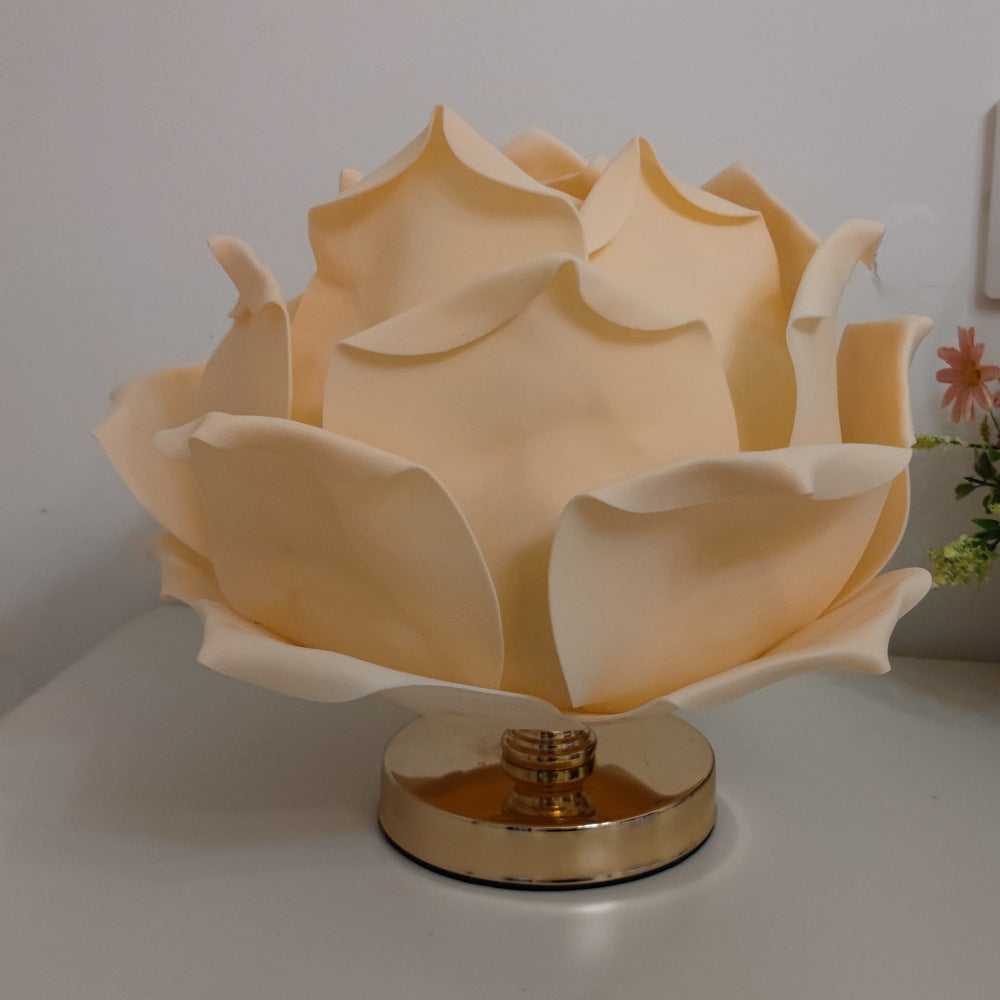 Creatieve grote rozenbloemlamp lotuslamp voor meisjeskamer, romantische sfeer huwelijksdecoratie bedlampje