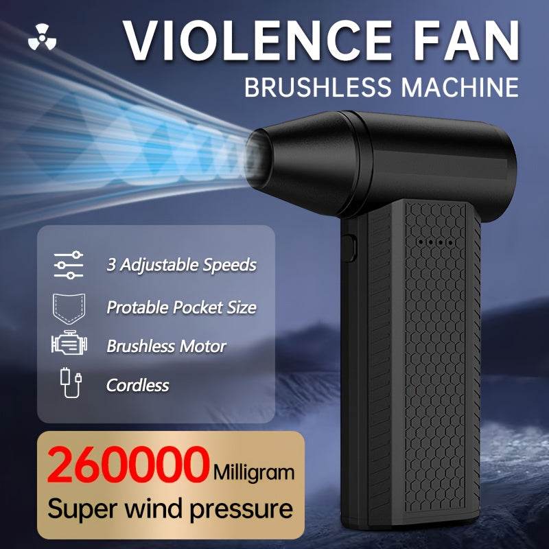 Portable Air Compressor Turbine Fan - Handheld Dust and Snow Remover, BBQ Charcoal Starter, Compact and Rechargeable, Suitable for Keyboards, Electronics, Car Interior, and Outdoor Use, Portable Turbine Fan - Quality Shopping Centre