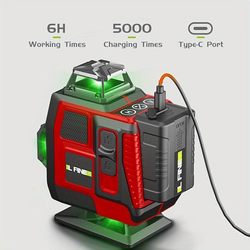 16 Lines 4D Laser Level Green Line SelfLeveling 360 Horizontal And Vertical Remote Control Green Beam Laser Levels 2pcs Battery - Quality Shopping Centre