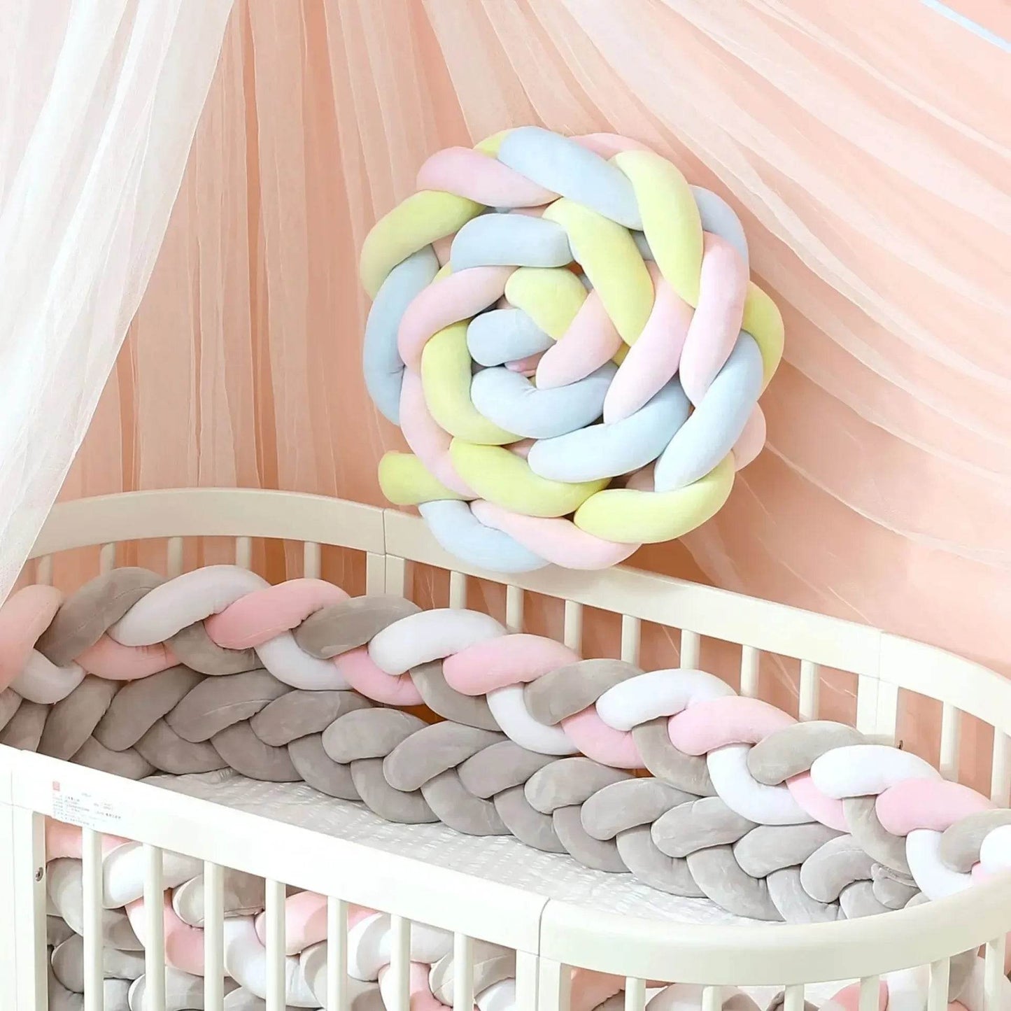1M/2M/3M/4M Knot Braid Bumper Infant Cradle Cot Protector Plush Pillow Cushion Crib Anti-collision Room Decor Baby Bed Bumper - Quality Shopping Centre