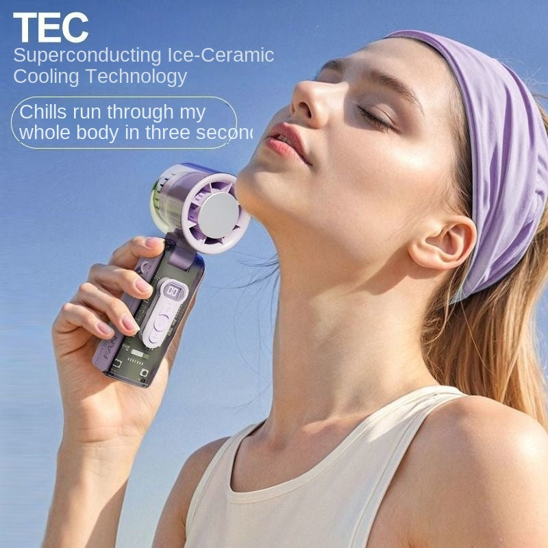 Ventilateur portatif avec compresse froide, turbine haute vitesse, tour de cou, rechargeable, ventilateur puissant