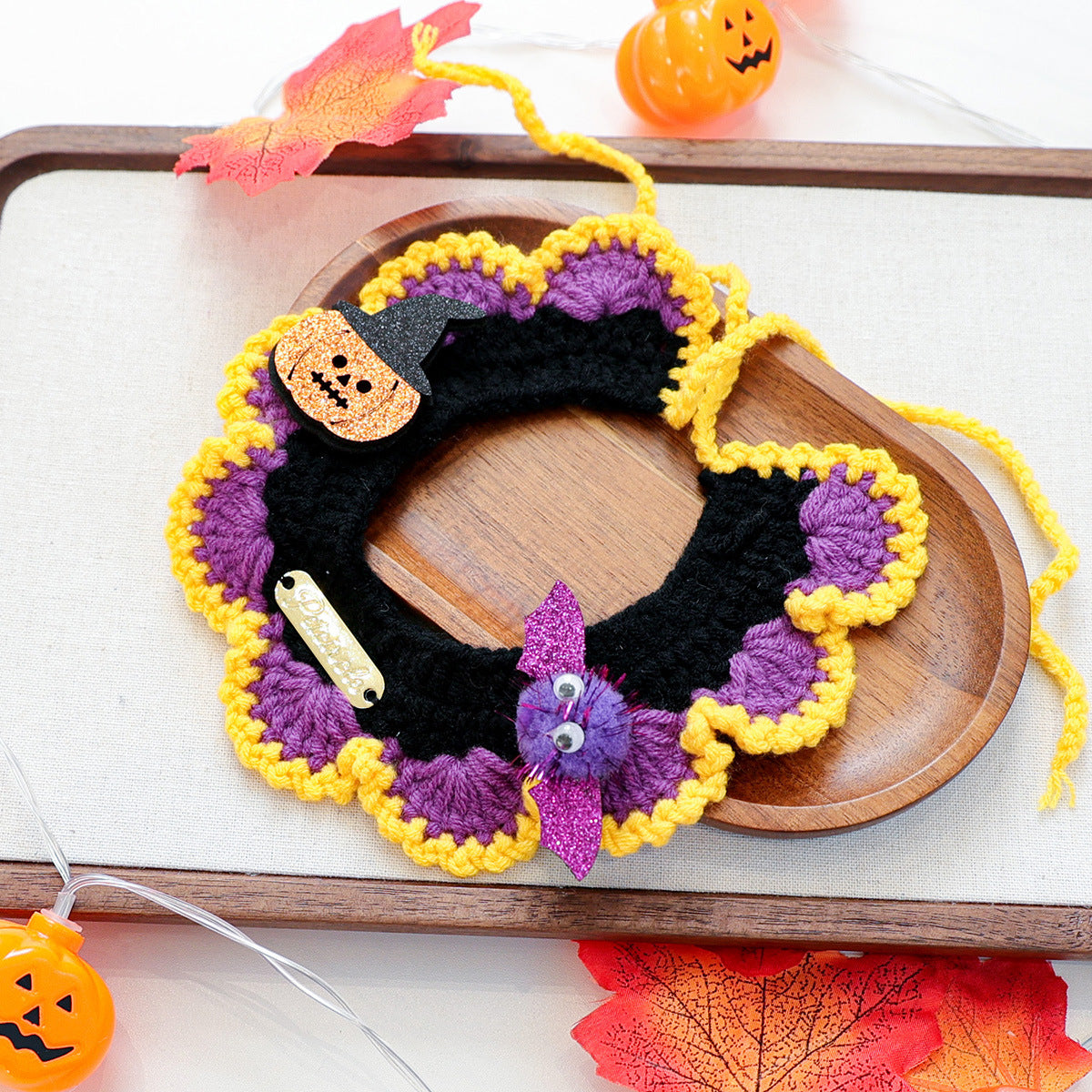 Halloween Pet Cat Dog Knit Scarf Funny Pumpkin Ghost Neckwear Bib