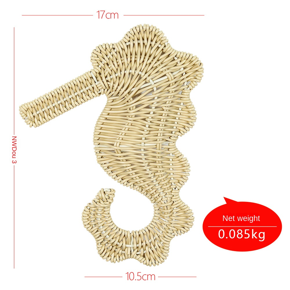Ocean Series Handgemaakte Rotan Wanddecoratie - Zeepaardje, Krab, Tropische Vis, Handgeweven Rotan Wandkunst
