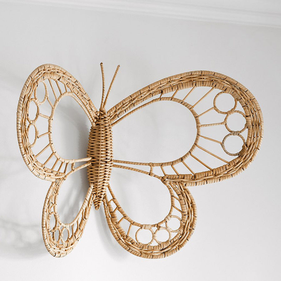 Scandinavische stijl geweven decoratieve grasvlinder wandhanger voor thuis, hotel, fotorekwisieten en interieurdecoratie