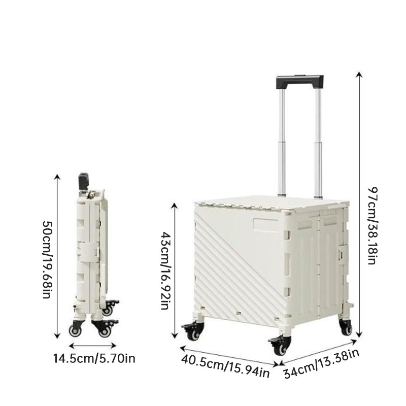 Opvouwbare transportwagen met deksel – Rolbare opbergwagen voor boodschappen, reizen & buitenactiviteiten