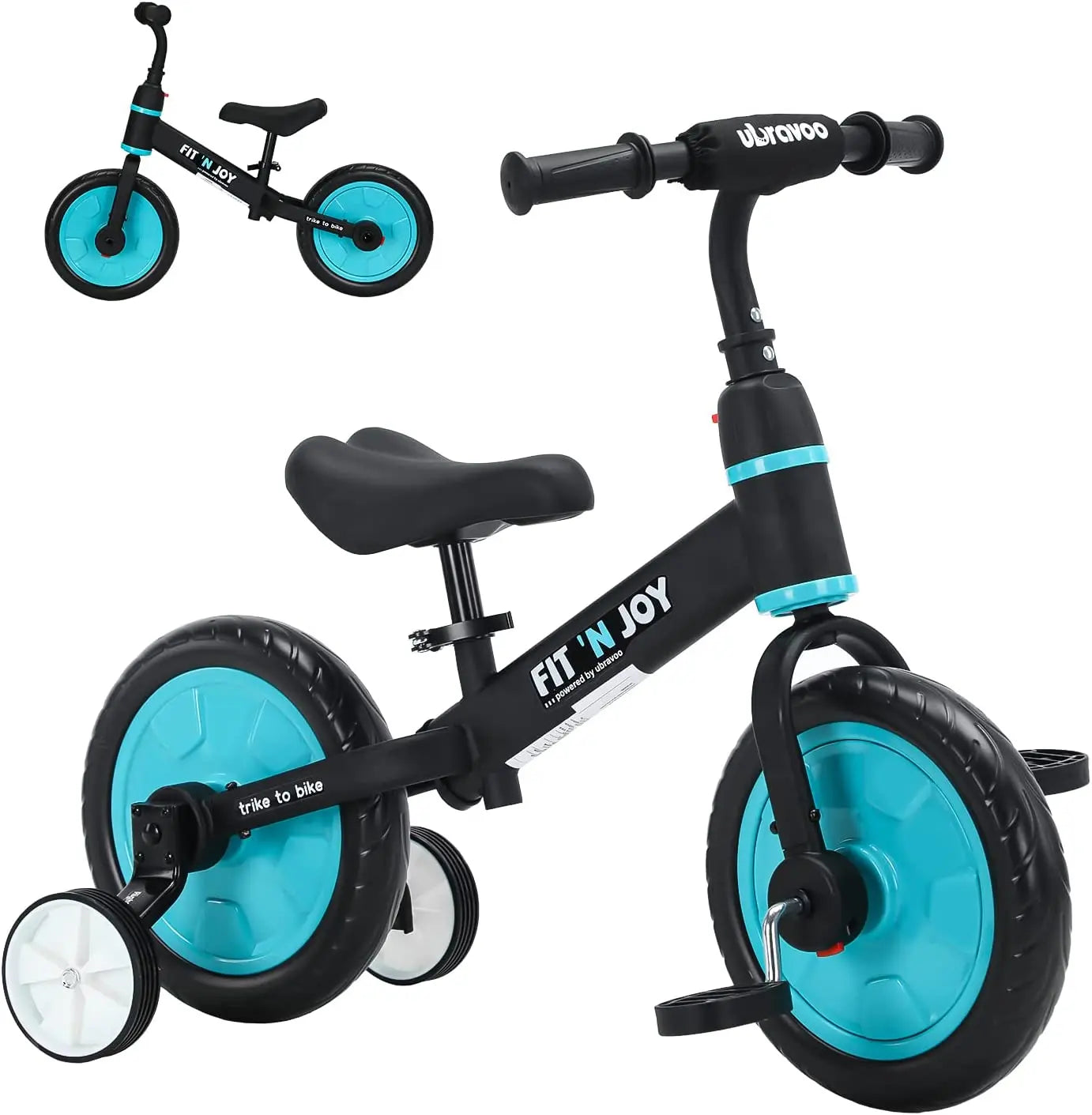 UBRAVOO Fit 'n Joy Toddler Training Bicycle 4-in-1 Balance Bike with Pedals & Training Wheels for Boys Girls Ages 2-4 - Quality Shopping Centre