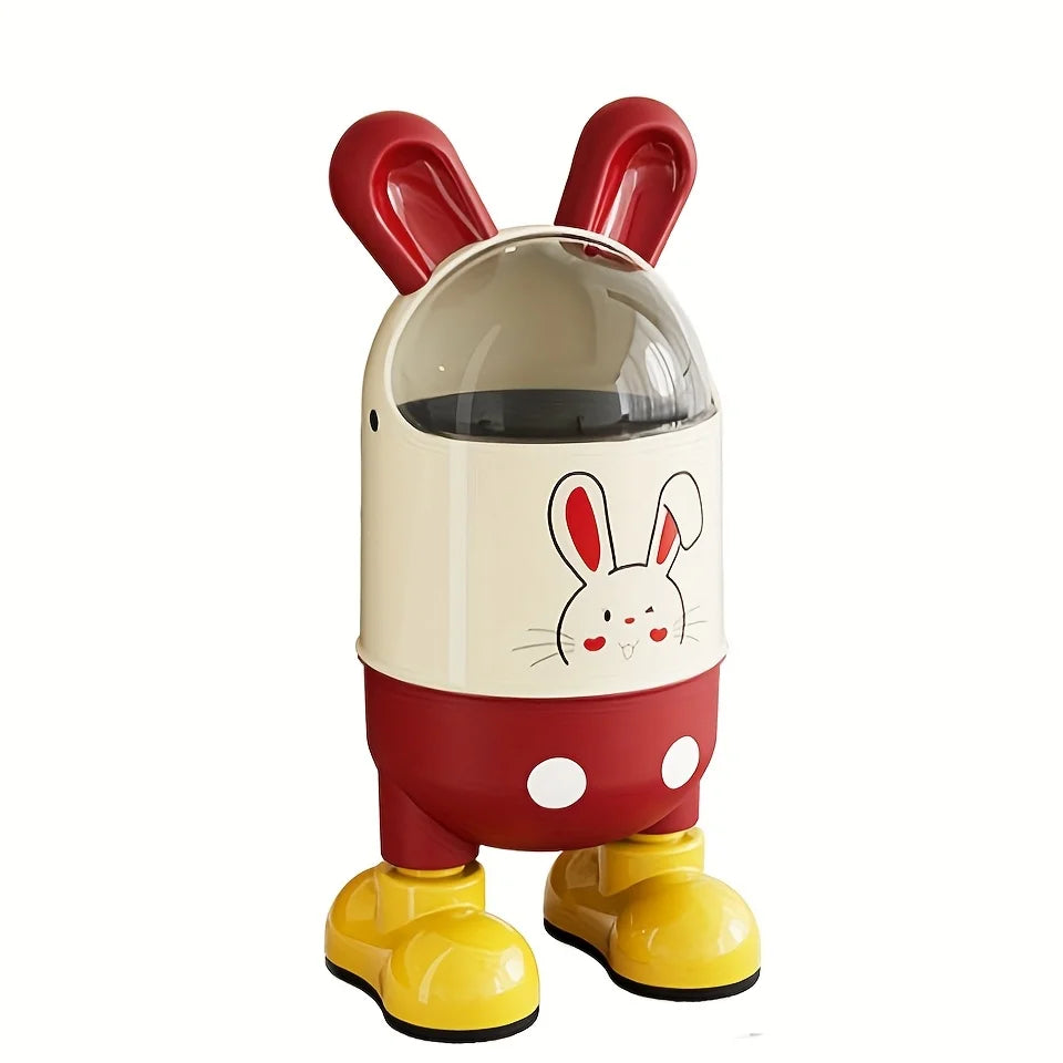 1pc Cartoon Cute Rabbit Creative Trash Can,Home Kitchen,Bathroom, Living Room, Bedroom with Lid Cartoon Odor Sealed Trash Can