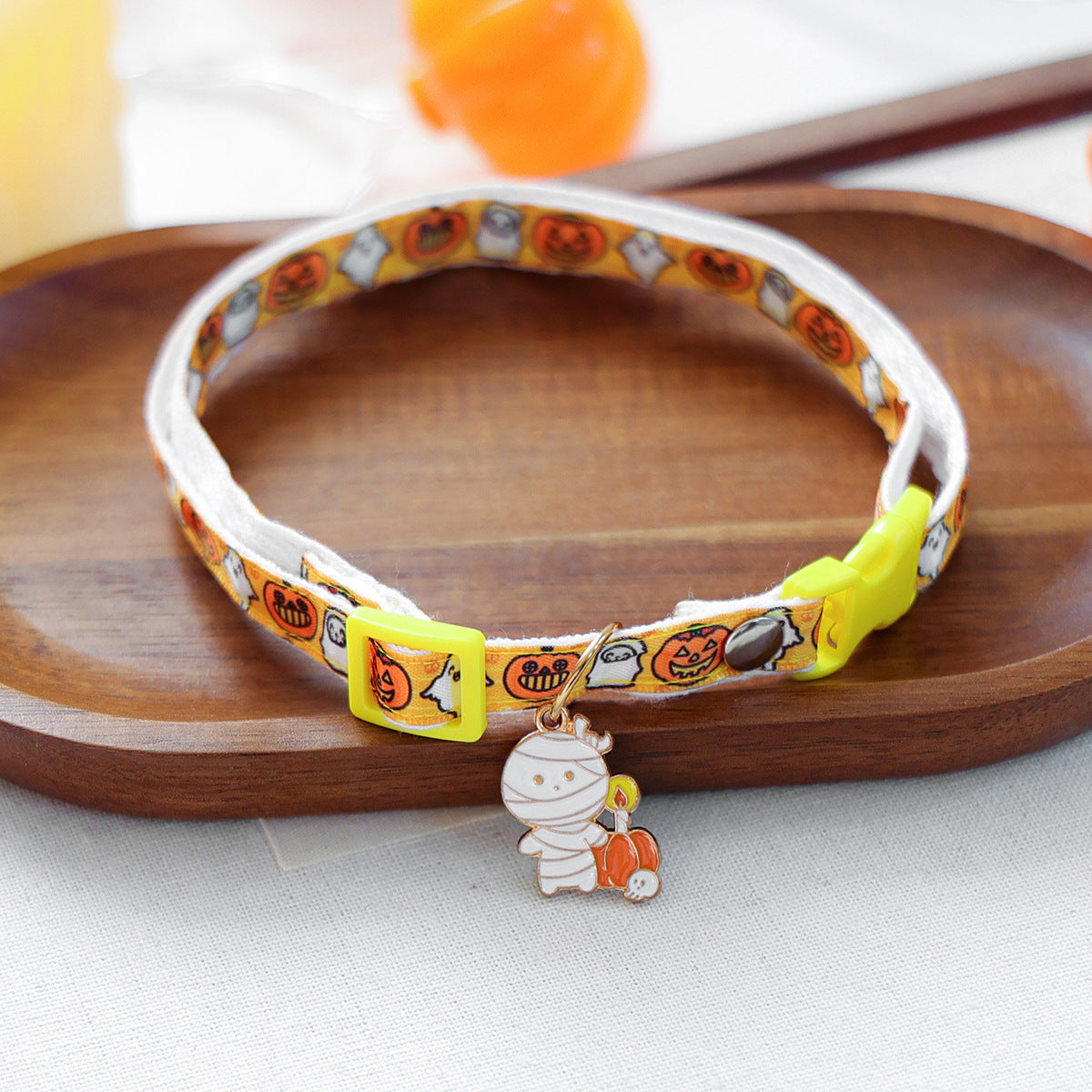 Pet Halloween Pumpkin Head Collar Cartoon Neckwear for Dogs and Cats, Small Dog Accessories
