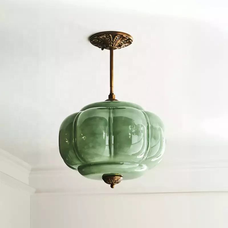 D38*H40CM Hanglamp met pompoen-glasontwerp voor slaapkamer, woonkamer, hal en entree