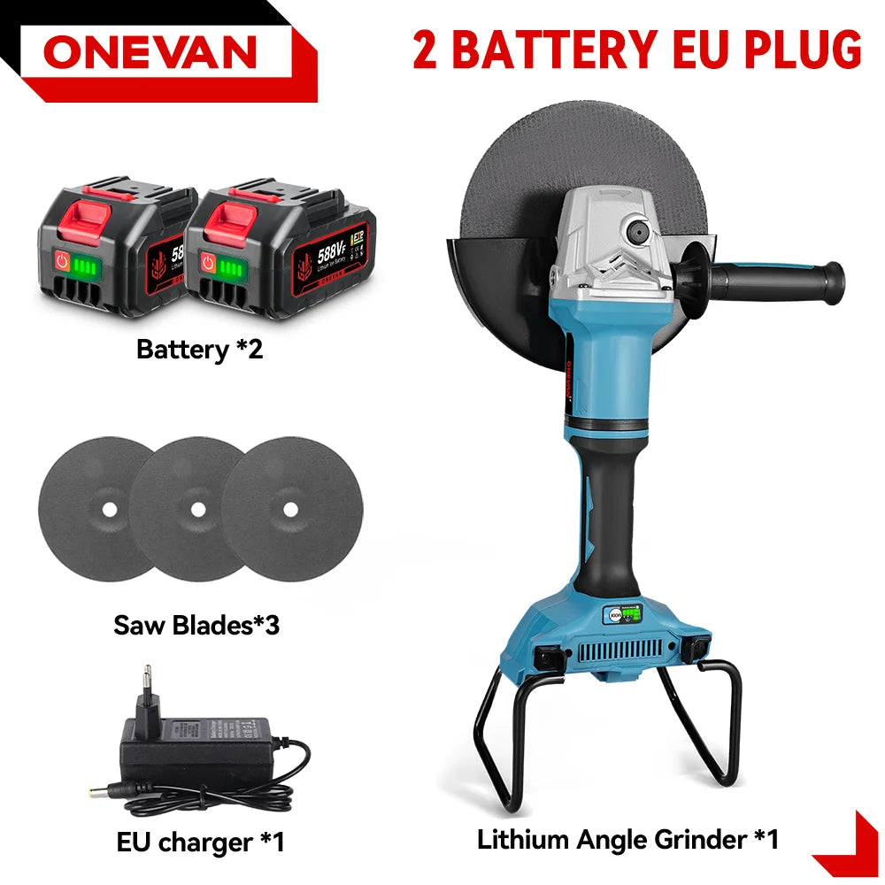 Meuleuse d'angle électrique sans balais ONEVAN 180 mm 5000 W M14, machine de découpe sans fil, outil de menuiserie pour batterie Makita 18 V
