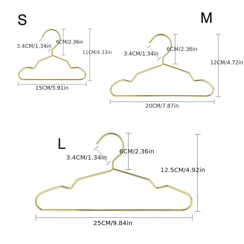 5pcs Pet Apparel Hangers Small Metal Clothes Hanger for Dog Cat Puppet Doll Pet Store Clothes Support Gold Color Mini Hanger