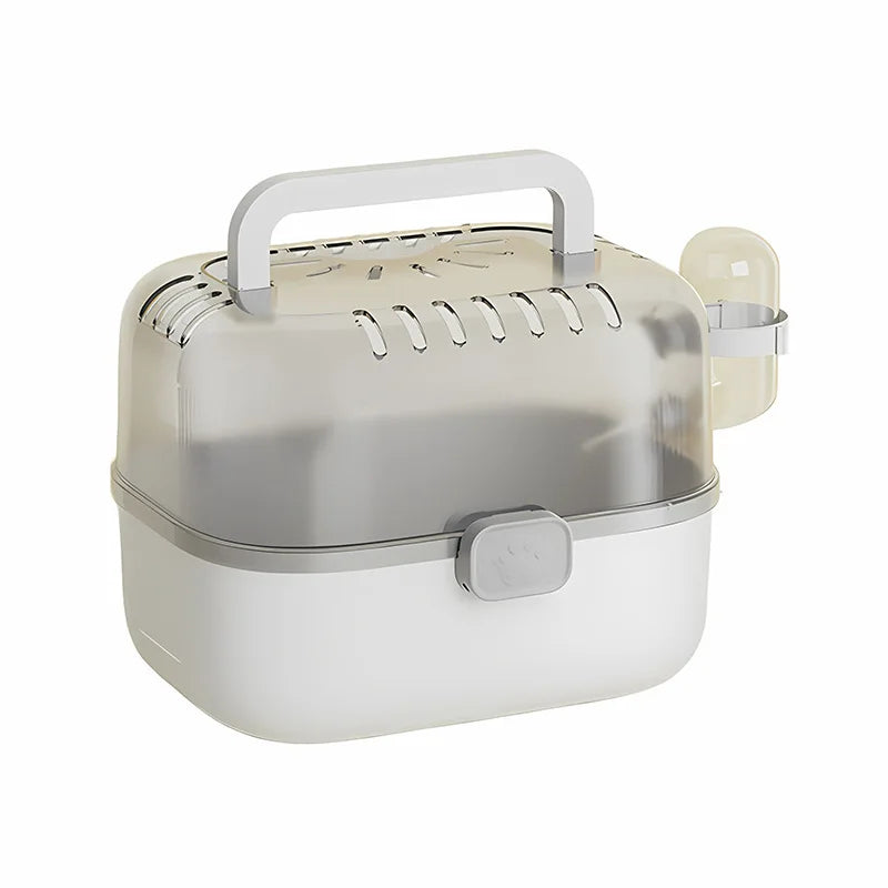 Portable Hamster Carrier Cage Small Animal Travel Cage with Water Bottle Outdoor Pet Carrying Box for Hamster Guinea Pig Rat