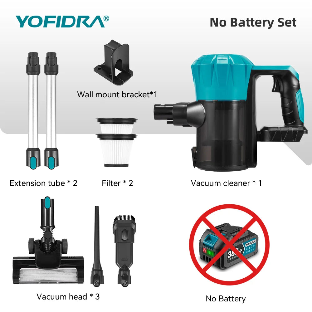Aspirateur électrique sans balais YOFIDRA 1500ML, dépoussiéreur rechargeable, outil de nettoyage domestique pour batterie Makita
