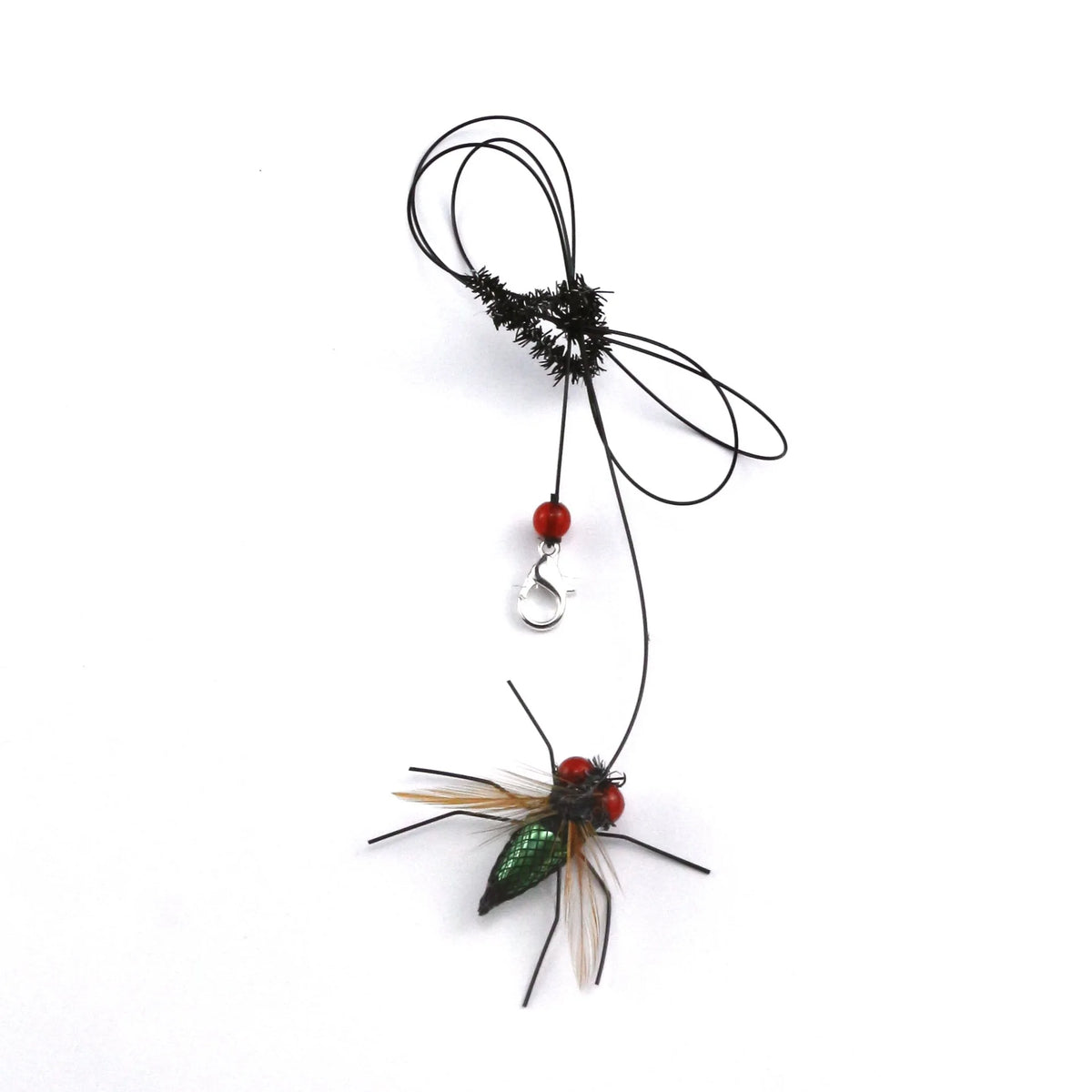 2 jouets pour chat en forme de mouche artificielle, têtes de rechange pour baguette teaser, jouet interactif pour animal de compagnie en forme de petit insecte