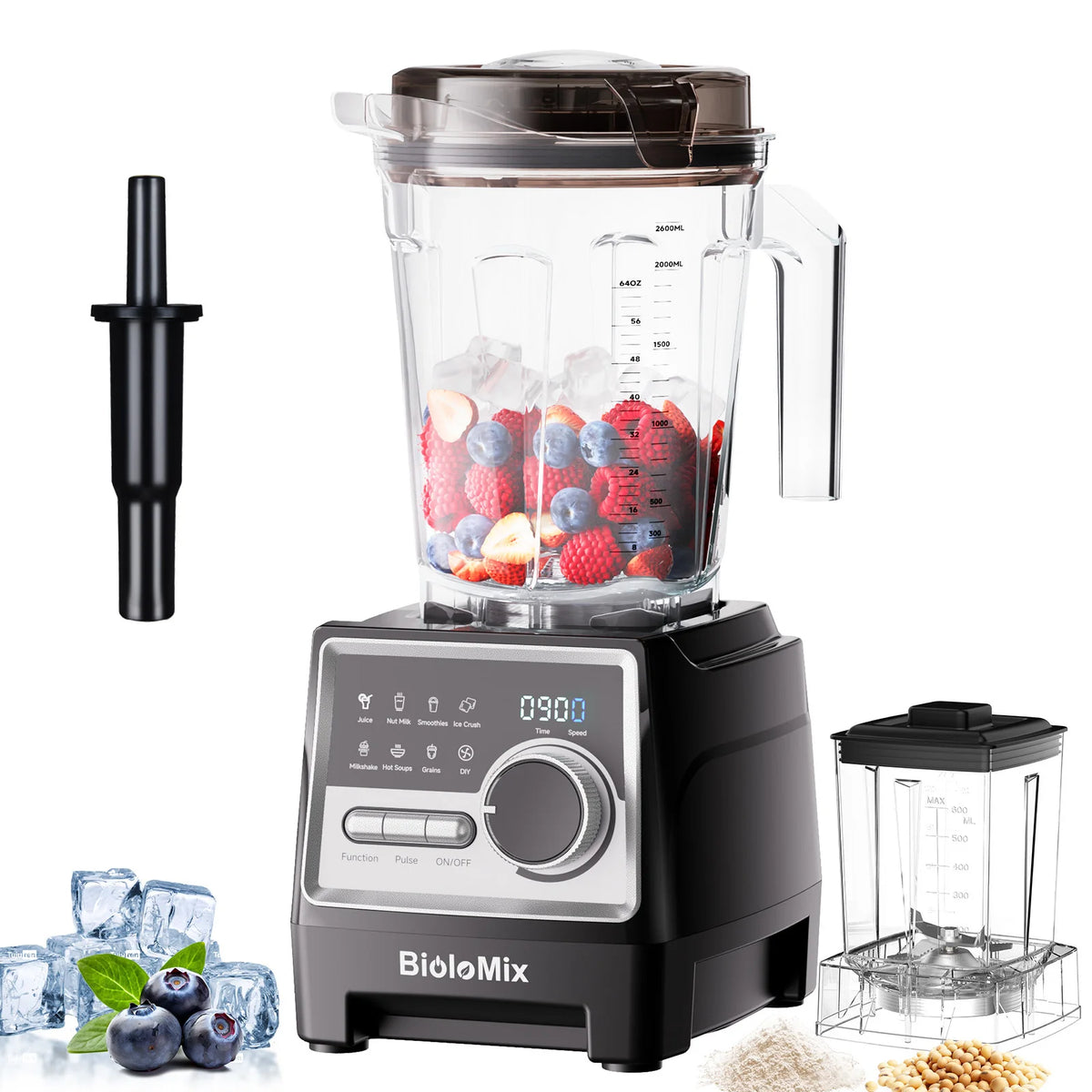 BioloMix 1500W Professional Blender with 2.6L BPA-Free Jar 6 Blades 7 Preset Programs for Smoothies Shakes Nut Milk
