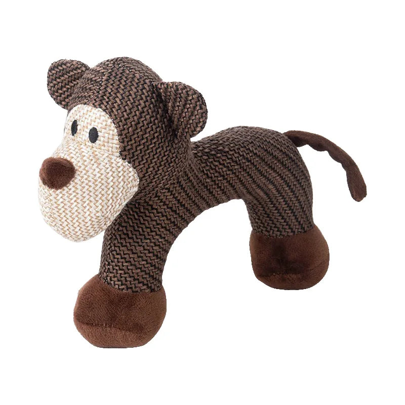 Plush Squeaky Dog Toy Bite Resistant Burlap Plush Animal Chew Toy Dog Elephant Monkey Interactive Fun Pet Toy for Dogs