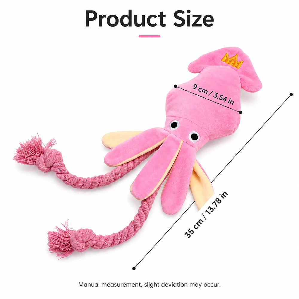 Plush Octopus Dog Toy with Squeaker Cotton Rope Puppy Chew Tug Toy for Dogs and Cats Soft Interactive Pet Bite Play Toys