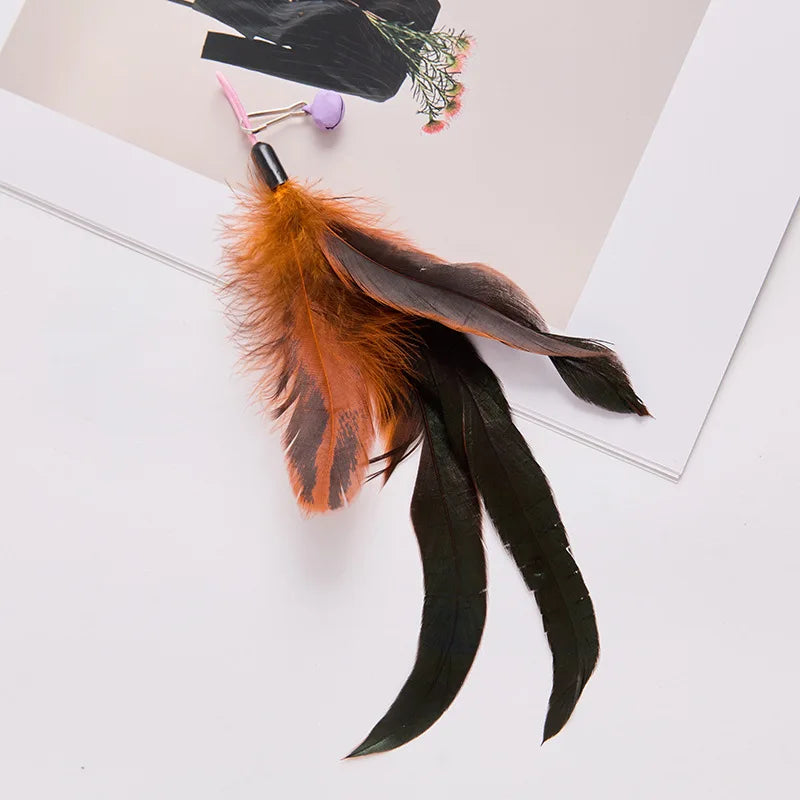 3pcs Mix Feather Replacement Head Cat Teaser Stick Pet Cat Toy