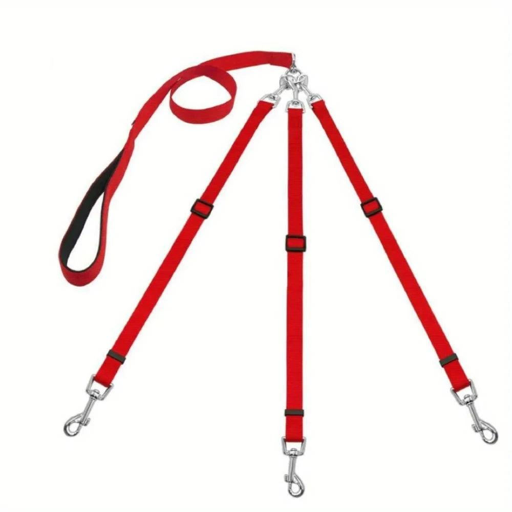 Duurzame 3-in-1 nylon hondenriem met gevoerd handvat voor buitenwandelingen, autoreizen, hiken en kamperen - drieweg-hondenriem