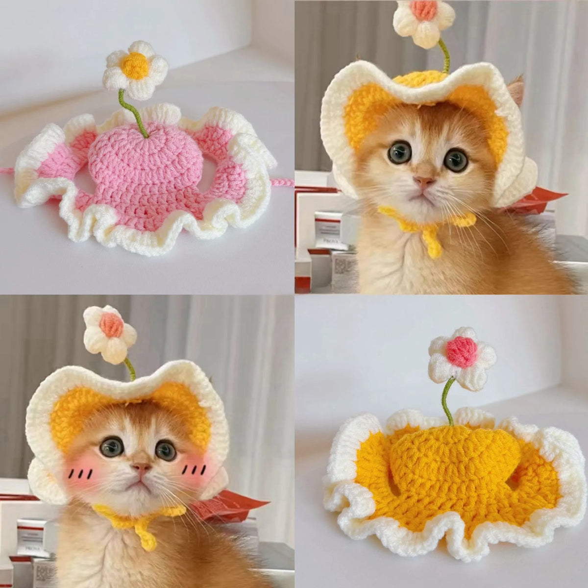 Adjustable Floral Cat Hat