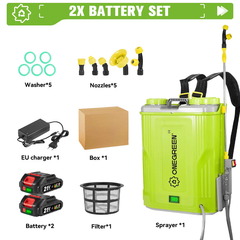 ONEGREEN Electric Sprayer 20L Large Capacity Yard Lawn Spraying Pesticide Dispenser Garden Watering For Makita 18V Battery Pin