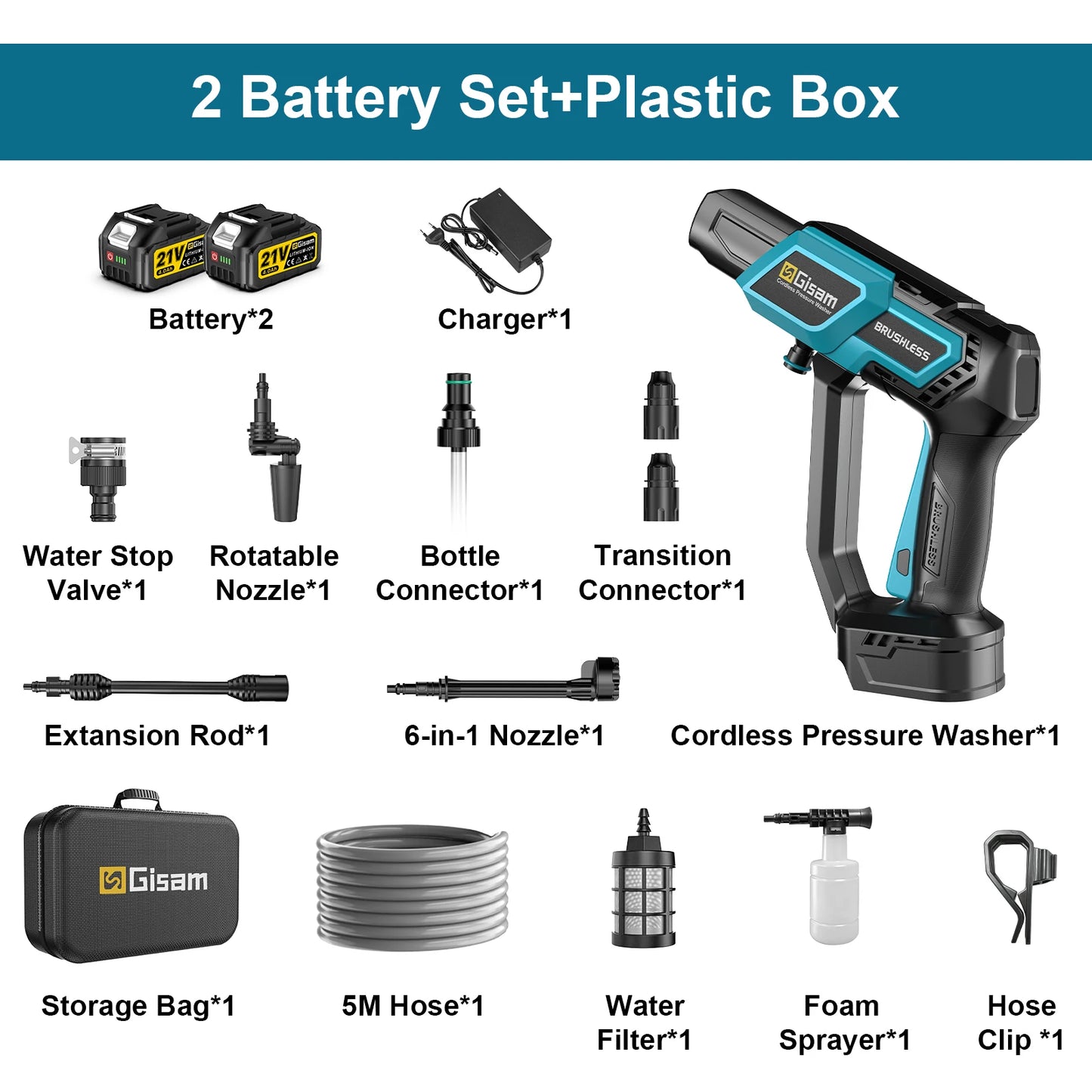 Gisam 220Bar Brushless Electric High Pressure Car Washer Gun Garden Washing Spray Gun Cleaning Tool For Makita 18V Battery Pin