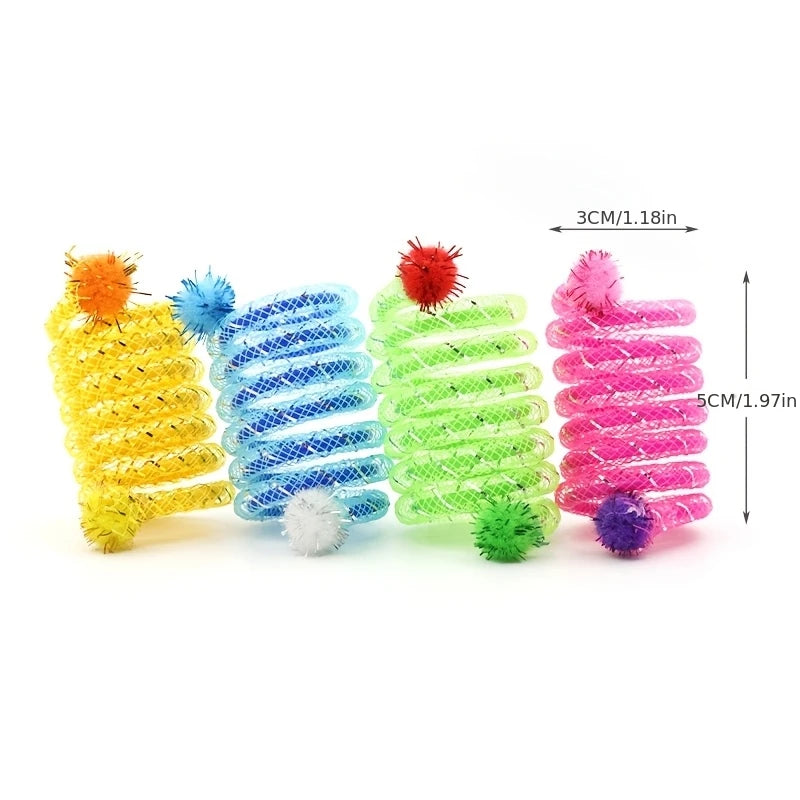 4 Pcs Cat Spring Toys Interactive Pet Toys for Cats Colorful Random Color Cat Teaser Toy Bite-resistant Kitten Toys