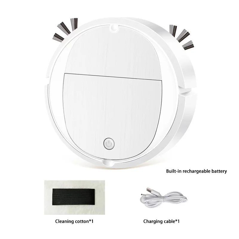 Automatische robotstofzuiger met lange batterijduur, draagbare mini-huishoudstofzuiger, USB-oplaadbaar, 3-in-1 nat en droog veegapparaat