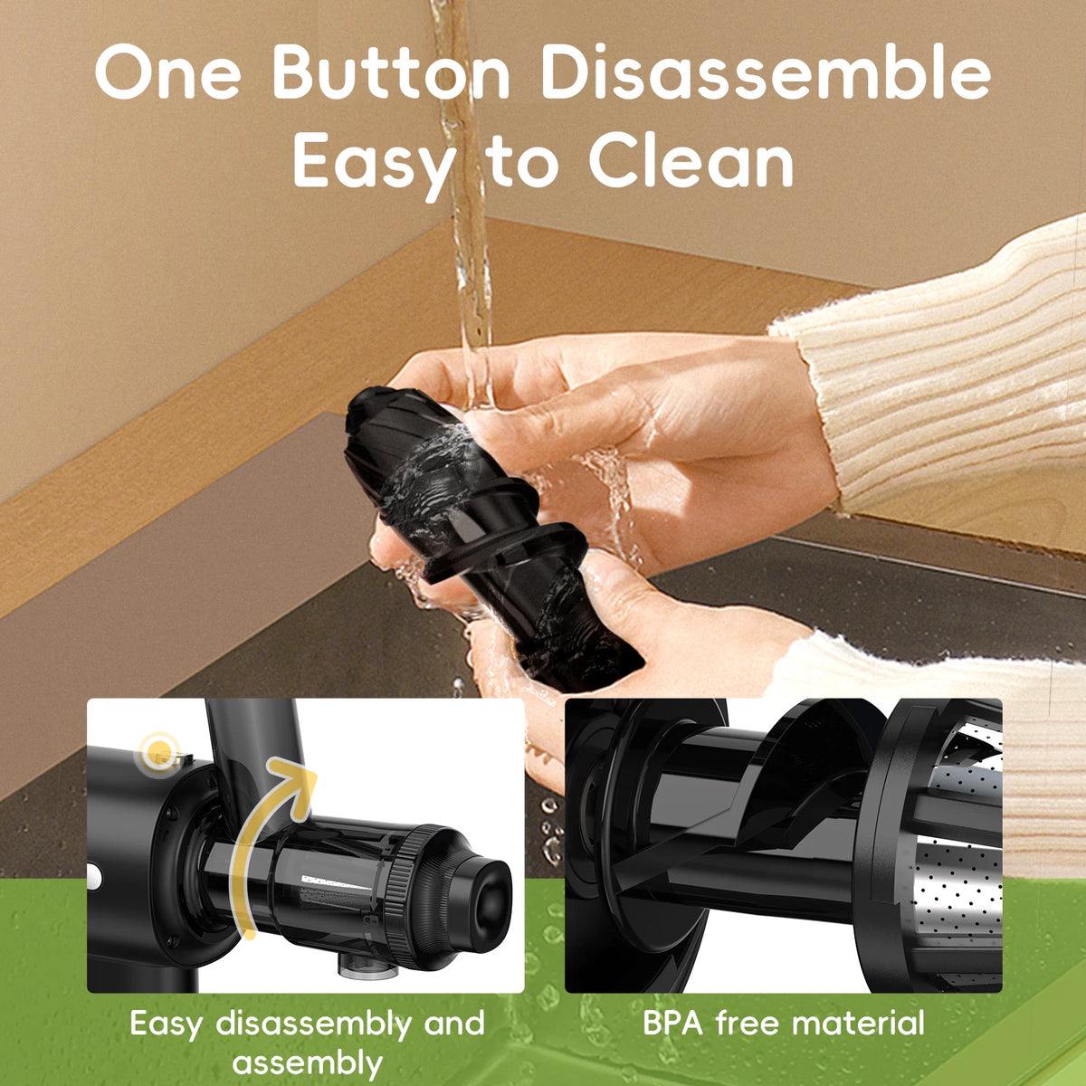 BioloMix Slow Masticating Juicer Cold Press Technology with Reverse Function High Juice Yield Comes with Cleaning Brush Quiet