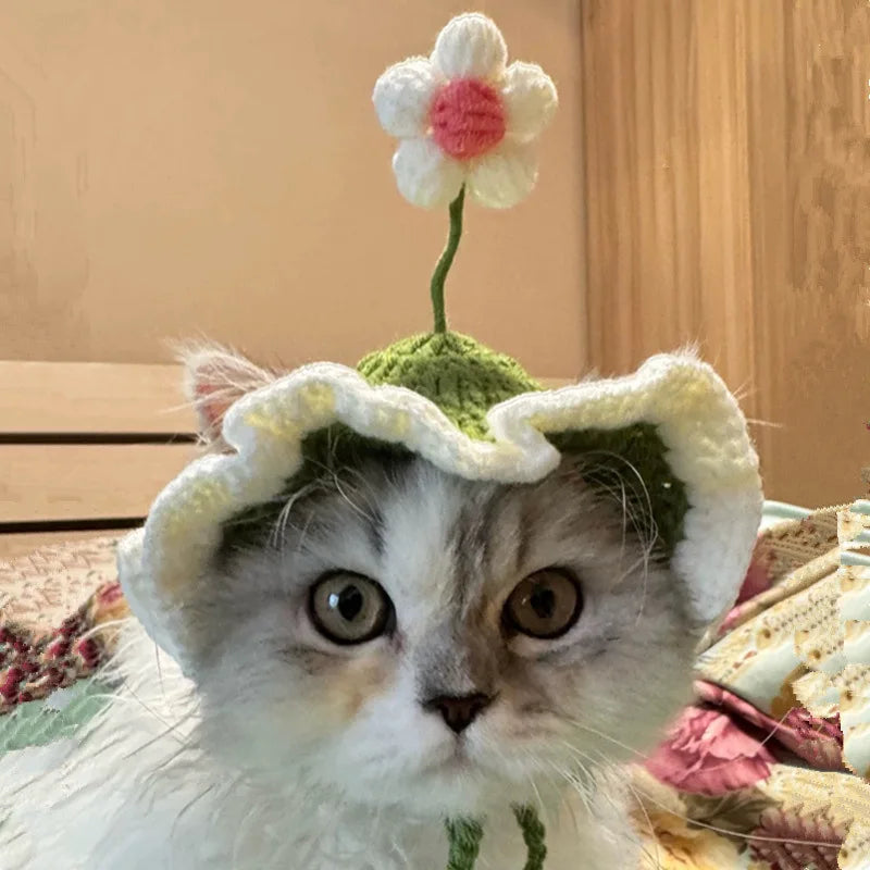 Adjustable Floral Cat Hat