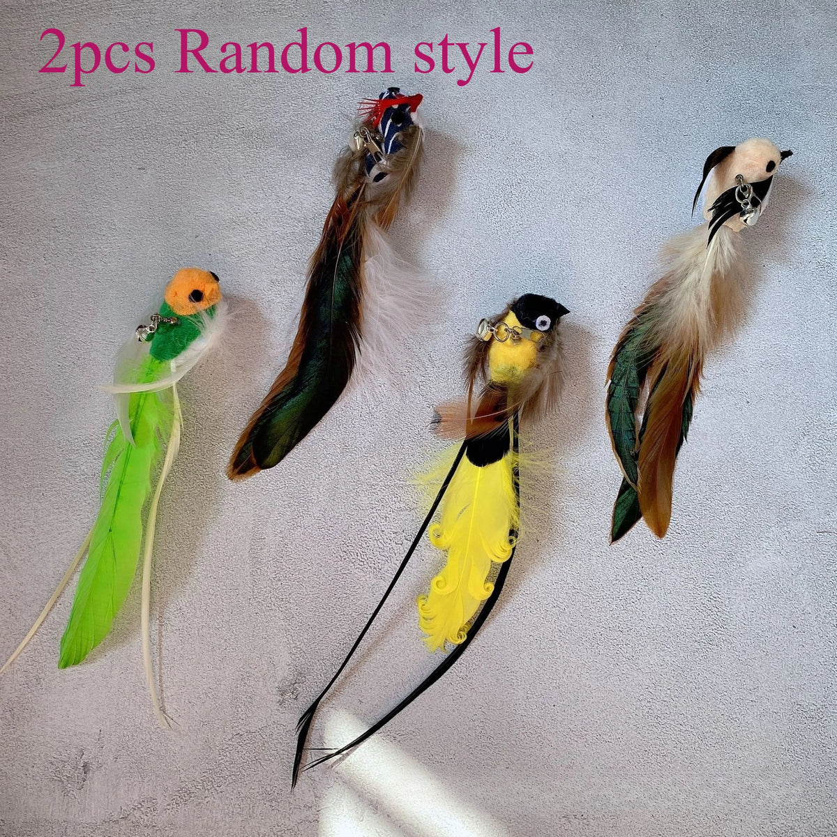 2pcs/3pcs Simulation petit oiseau insectes accessoires de remplacement pour jouets teaser pour chat jouets à plumes pour chaton fournitures pour animaux