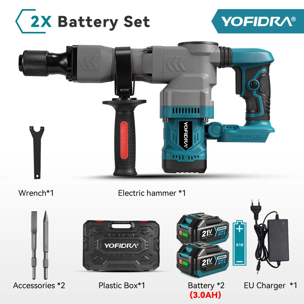 Perceuse à percussion et visseuse sans fil YOFIDRA 6000W, outil rotatif électrique haute performance compatible avec les batteries Makita
