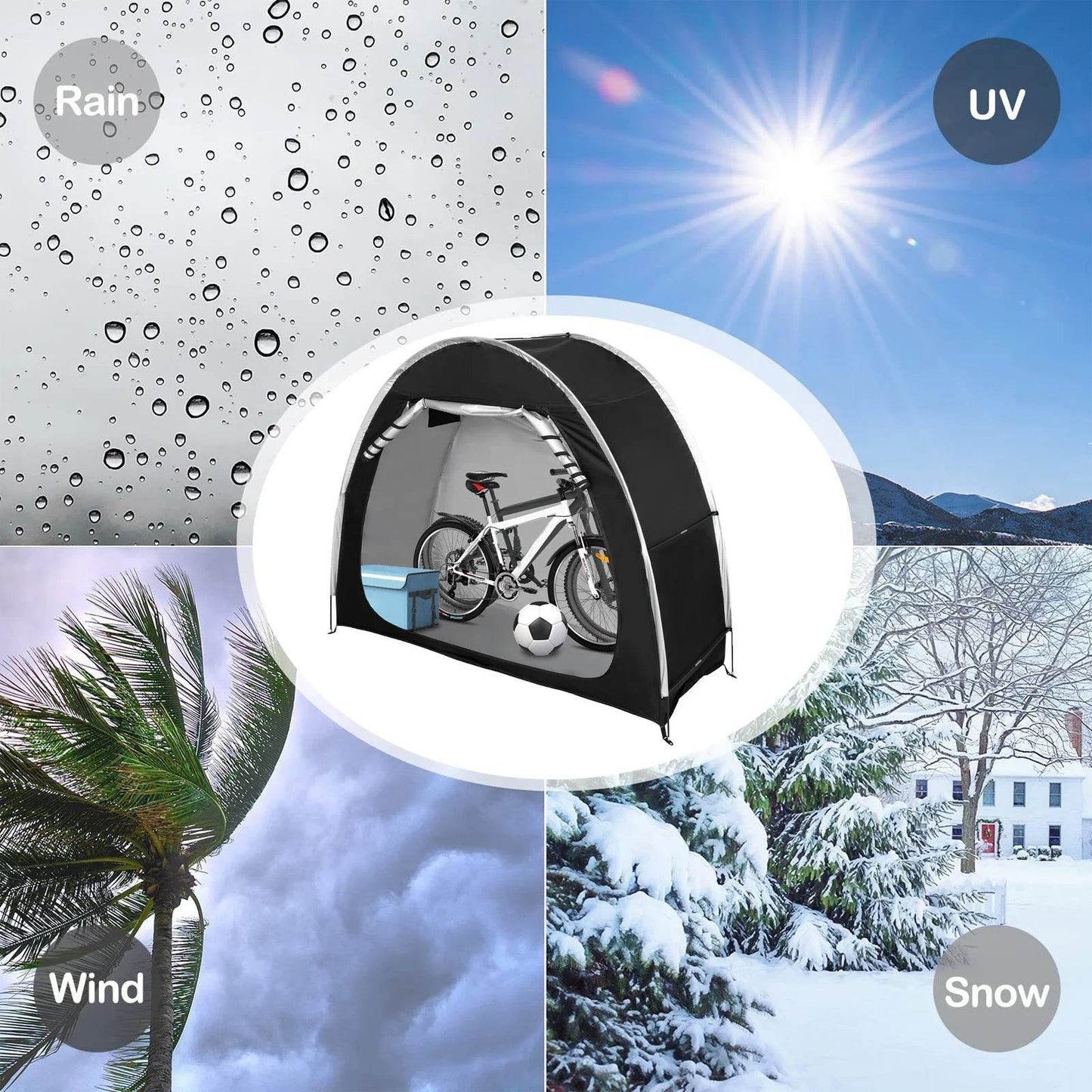 Bicycle Tent Outdoor Storage Waterproof, Protable Bike Cover Storage Tent, 210D Waterproof Silver Coating Oxford Bicycle Cover - Quality Shopping Centre