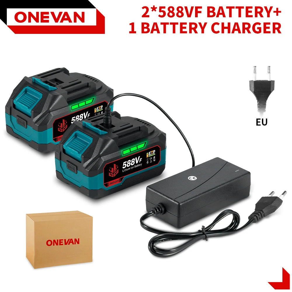 Batterie Lithium-ion rechargeable ONEVAN 21V 588VF 22900mAh pour outils électriques à clé à chocs, compatible avec les batteries Makita 18V