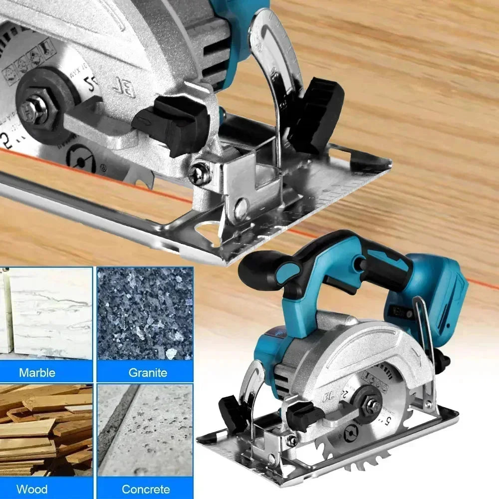 ONEVAN 5Inch Brushless Wireless Electric Circular Saw 125mm Angle Adjustbale Wood Cutting Power Tool For Makita 18V Battery Pin