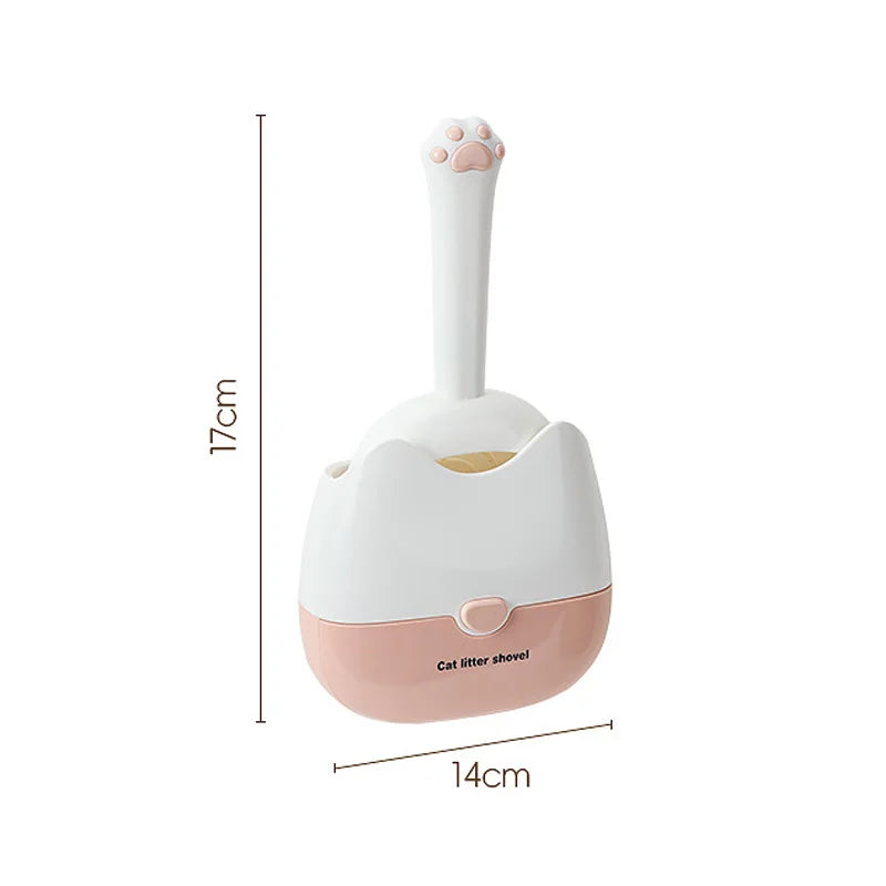 2 in 1 Cat Litter Scoop with Base Wall-mounted Cat Cleaning Shovel Durable Mesh Kitten Litter Cleaner Pet Cleaning Tools
