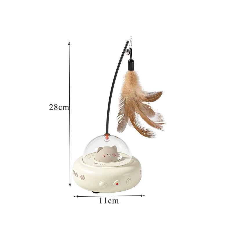 Smart Cat Laser Toy 2 in 1 Teaser Stick with Bell - Electric Moving Feather Kitten Toy for Cats - Quality Shopping Centre