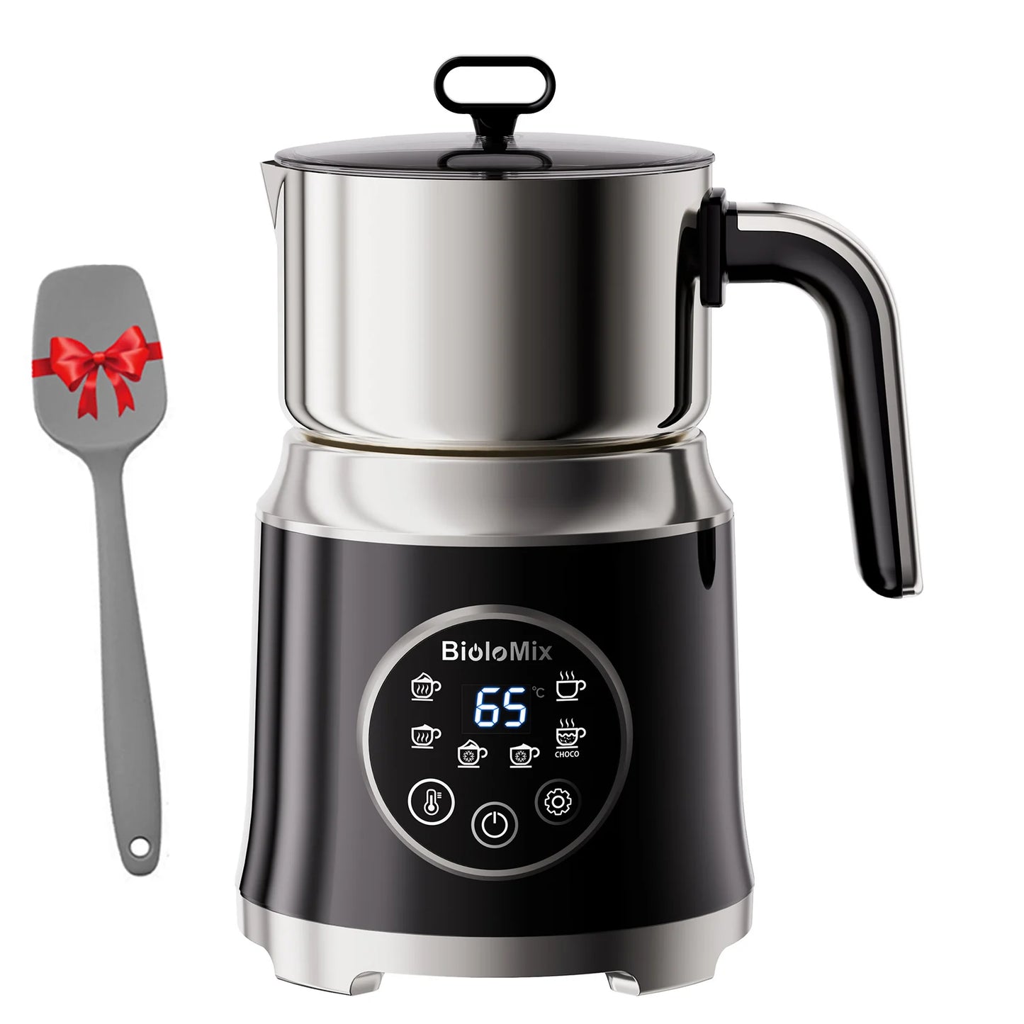 BioloMix 7-in-1 Detachable Electric Milk Frother Steamer Automatic Hot Cold Foam Maker for Coffee And Hot Chocolate