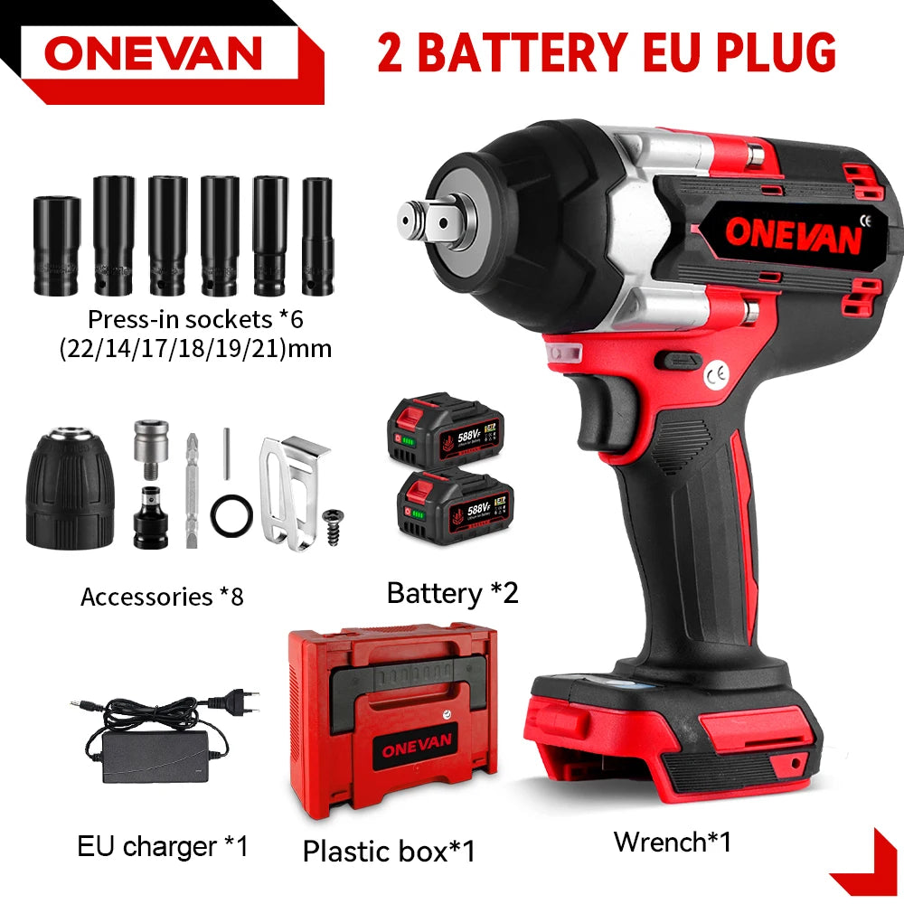 ONEVAN 1800 N.M Koppel Borstelloze Elektrische Slagsleutel 1/2 inch Accusleutel Elektrisch Gereedschap voor Makita 18V Accu Pin