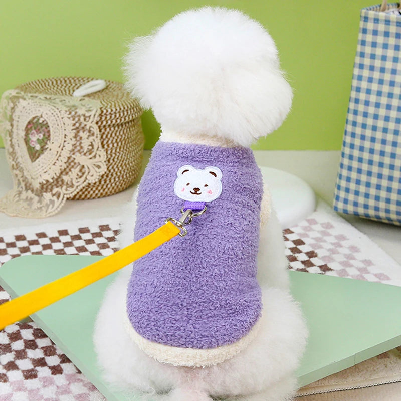 Winter Warm Dog Clothes with D-ring Plush Dog Coat for Small Medium Dogs Soft Puppy Clothes Chihuahua Yorkie Clothing Pet Supply