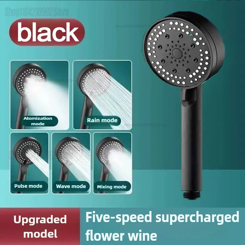 Shower Head with 5 Spray Modes, Adjustable Handheld Showerhead High-Pressure Water Saving Nozzle for Bathroom Plastic Material