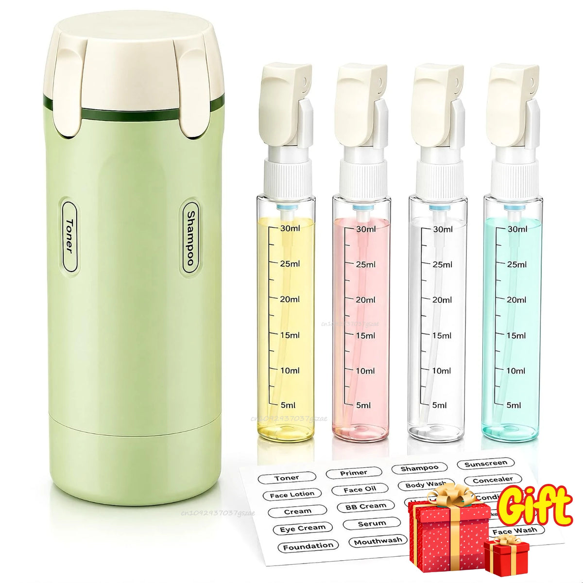 4 in 1 Travel Dispenser Portable Leakproof Travel Bottle Dispenser Set for Perfume Shampoo Conditioner Lotion Toiletry Container