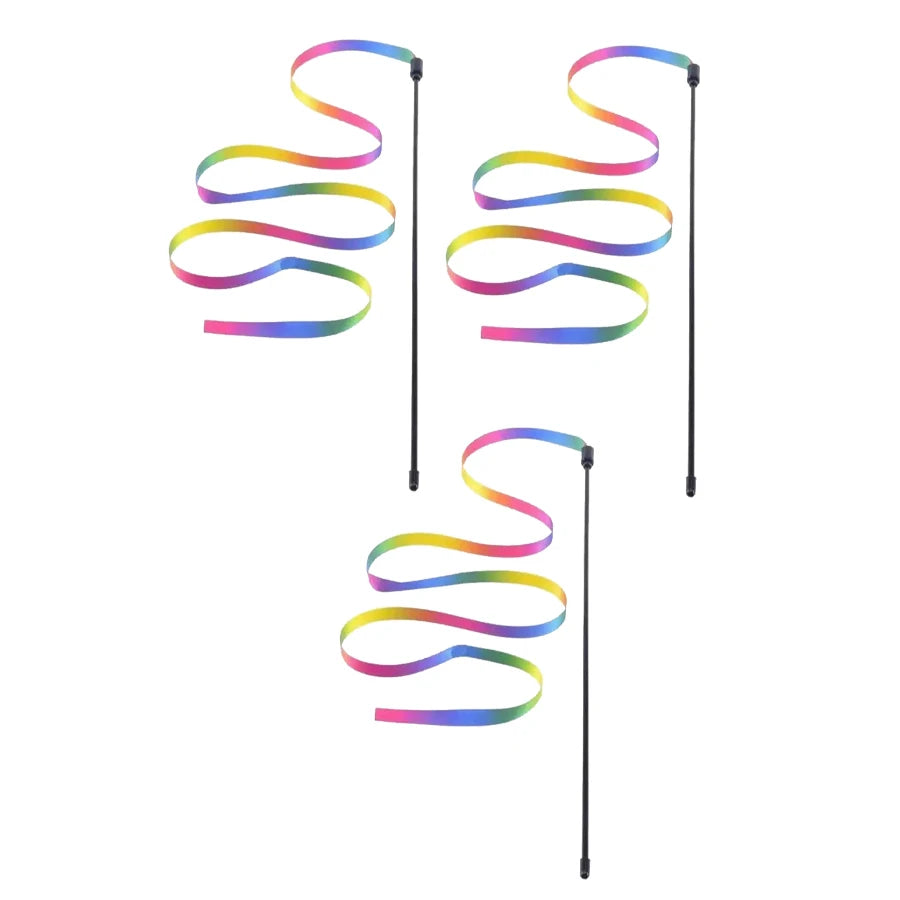 3/5 PCs Interactive Cat Teaser Wand Toy Colorful Cat Stick toys Pet Boredom Relief Toys for Cats Kitten Teaser Toy Pet Supplies