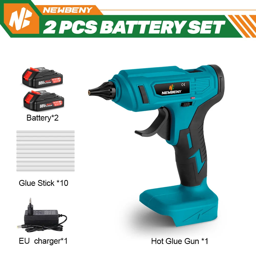 NEWBENY 100W 280°C Draadloos Heteluchtlijmpistool Draagbaar Oplaadbaar met Lijmsticks DIY Reparatietool Voor Makita 18V Batterij Pin
