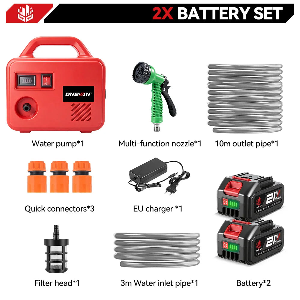 ONEVAN Pompe à eau électrique 260 W, machine d'arrosage sans fil 150 M, outil d'arrosage de jardin rechargeable pour batterie Makita 18 V