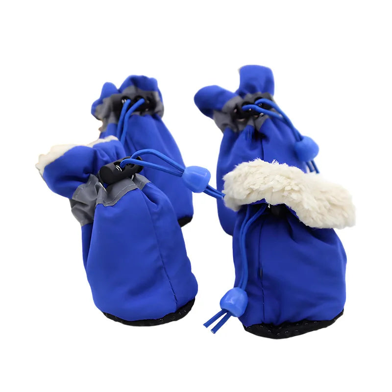 4pcs/set Waterproof Pet Dog Shoes Reflective Dog Boots Anti-slip Puppy Shoes Soft Outdoor Rain Snow Boots For Small Dogs