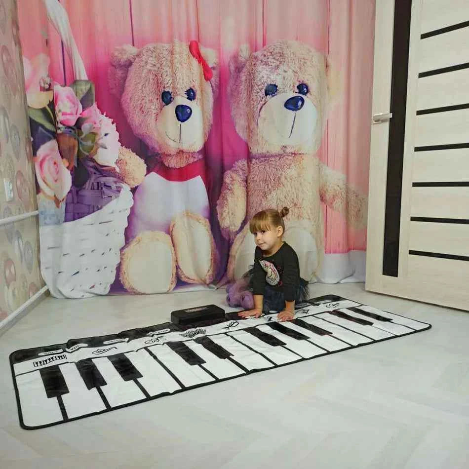 180x72cm Musical Piano Mat for Kids - Electronic Black & White Keyboard Baby Play Mat Rug Early Educational Toy Gift