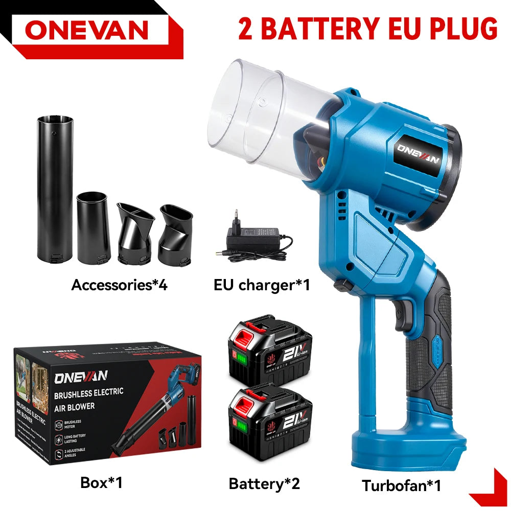 Souffleur d'air électrique sans balais 2 en 1, ventilateur turbo 38000 tr/min, aspirateur de feuilles portatif pour batterie Makita 18V