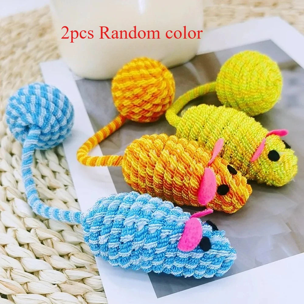 1 pièce/2 pièces Jouet pour chat souris Jouets pour chat cordes interactives balles jouets pour chats souris sonore taquinerie jouet pour chats avec fournitures pour animaux