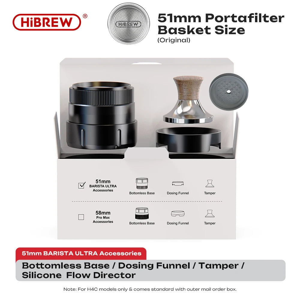 HiBREW H4C Portable Espresso Coffee Machine 51MM or 58MM Barista Bottomless Kit IMS Filter Basket Nes DG Capsule